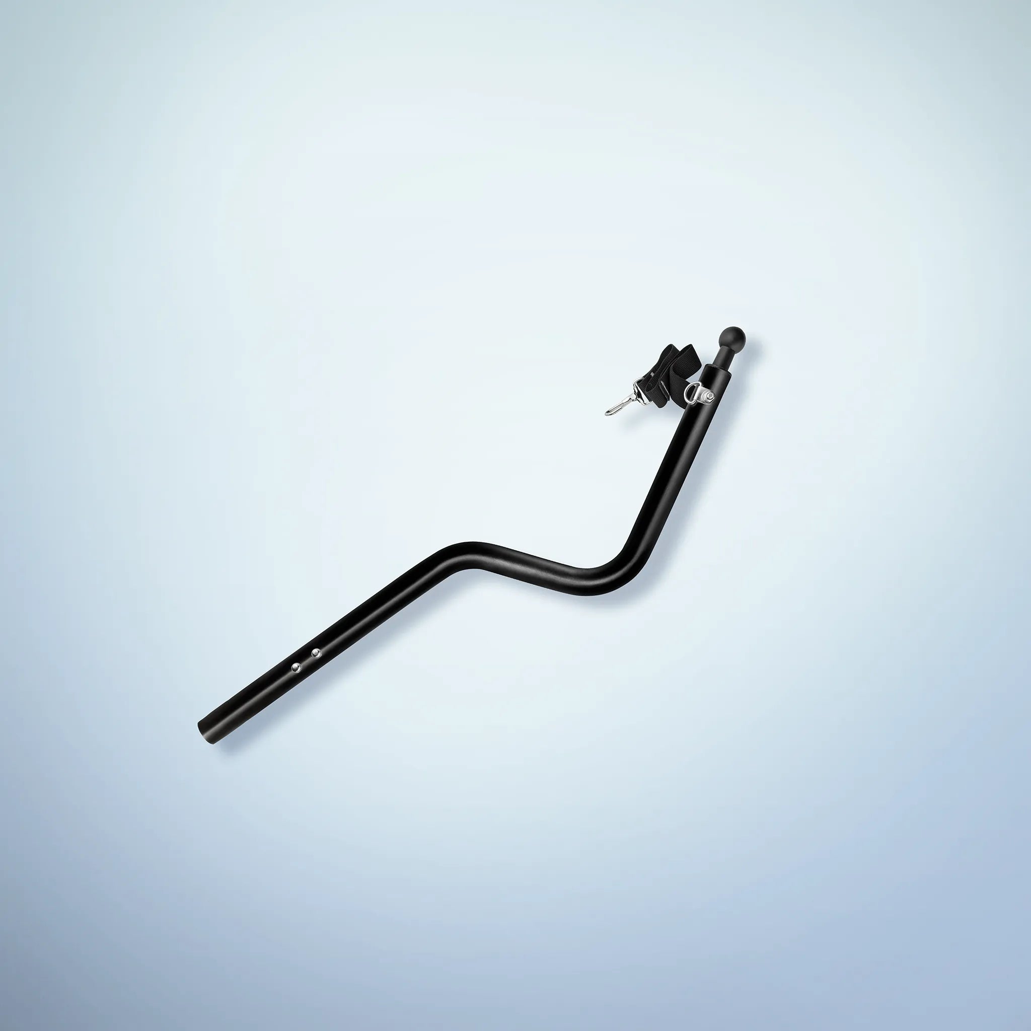 Deichsel für Fahrradanhänger und Lastenanhänger aus Aluminium von Berkel-Trailer. Farbe schwarz. Kupplung Thule Länge Standard. Rundrohr 30mm.