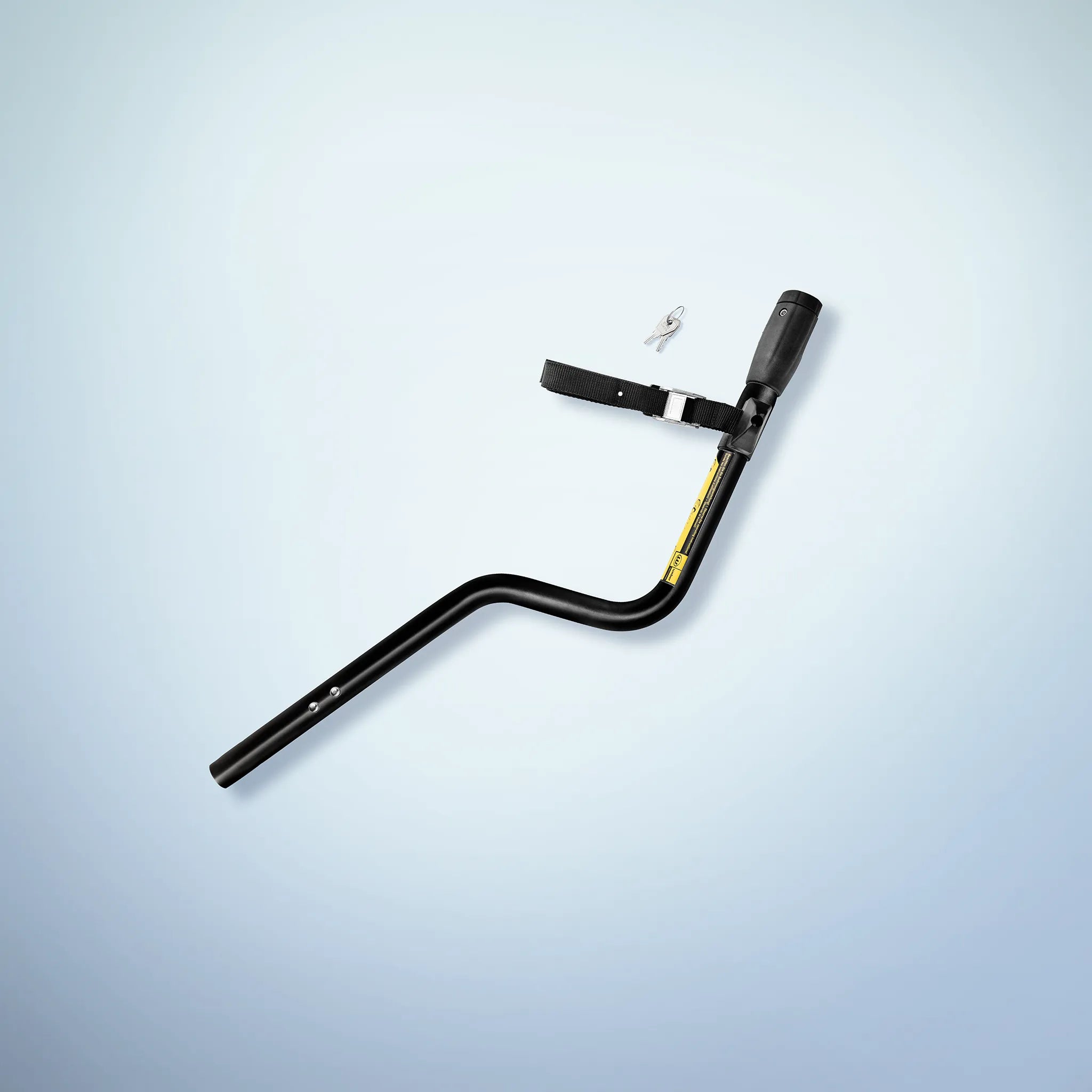 Deichsel für Fahrradanhänger und Lastenanhänger aus Aluminium von Berkel-Trailer. Farbe schwarz. Kupplung Weber. Länge Standard. Rundrohr 30mm.