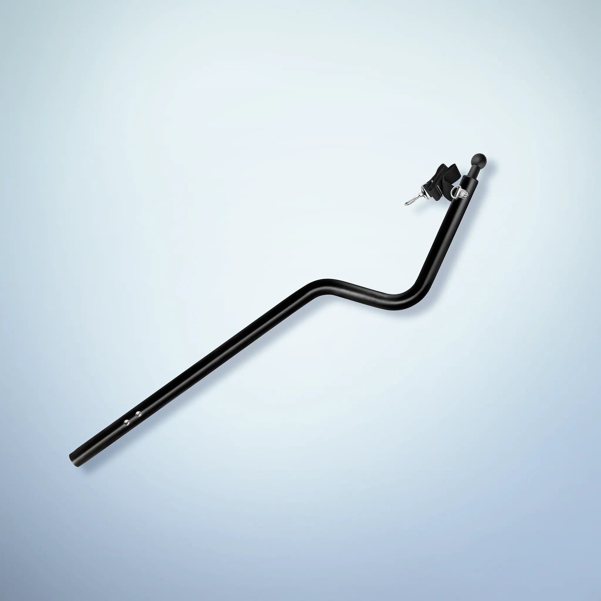 Deichsel für Fahrradanhänger und Lastenanhänger aus Aluminium von Berkel-Trailer. Farbe schwarz. Kupplung Thule Länge lange Ausführung. Rundrohr 30mm.