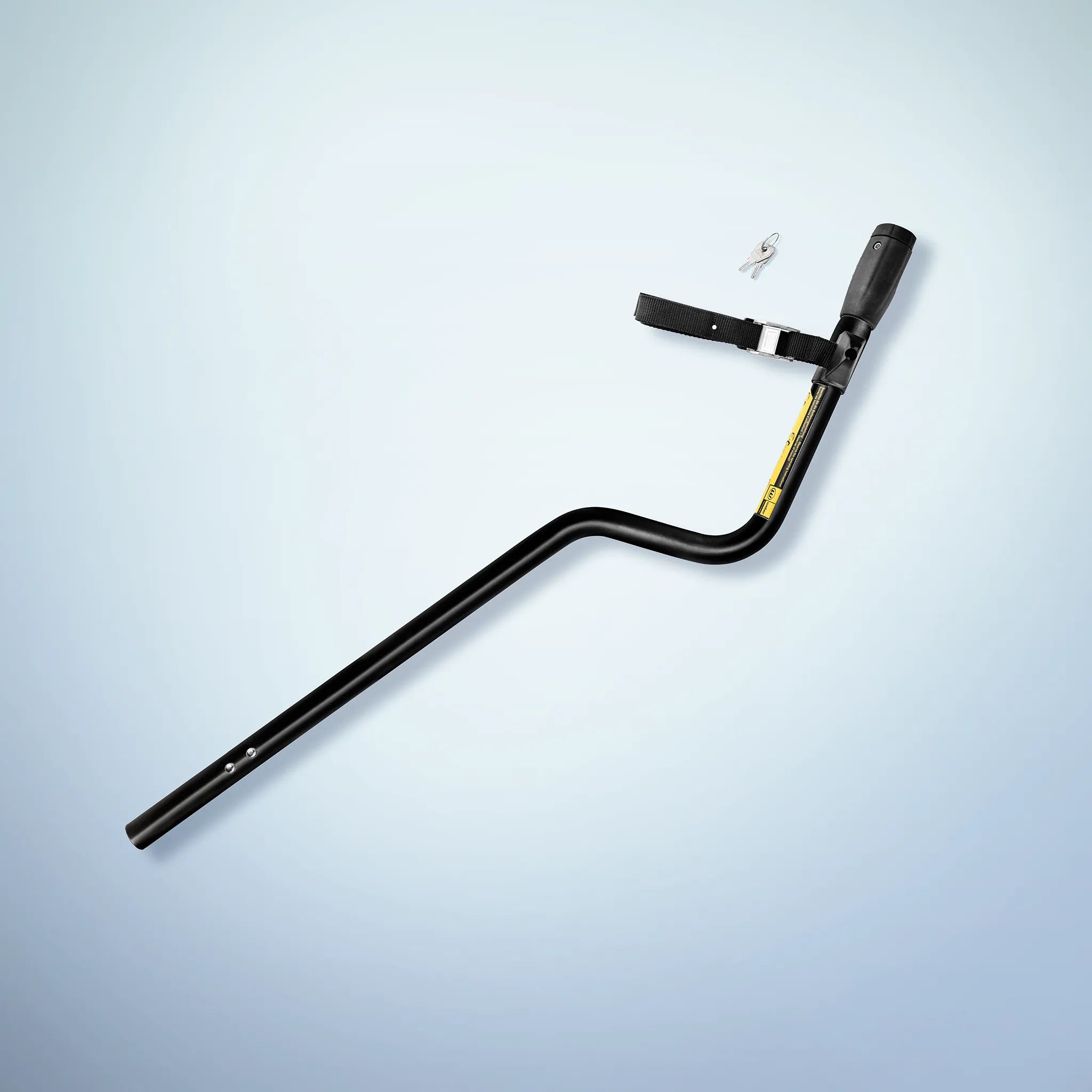 Deichsel für Fahrradanhänger und Lastenanhänger aus Aluminium von Berkel-Trailer. Farbe schwarz. Kupplung Weber. Länge lange Ausführung. Rundrohr 30mm.