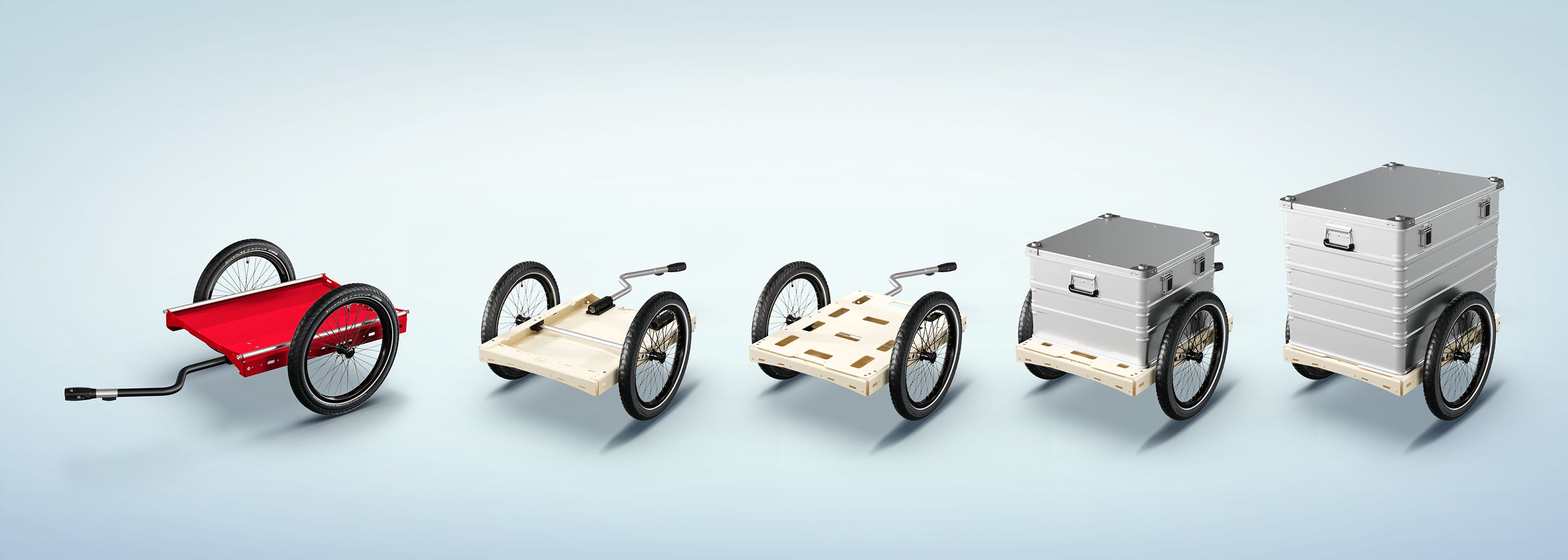 Fahrradanhänger für Lasten von Berkel-Trailer in anthrazit. Hier das Modell Flipper für eine beidseitige Nutzung. Abgestimmt mit schwarzen 20 Zoll Rädern und einer schwarzen Deichsel. Ein echter Hingucker.