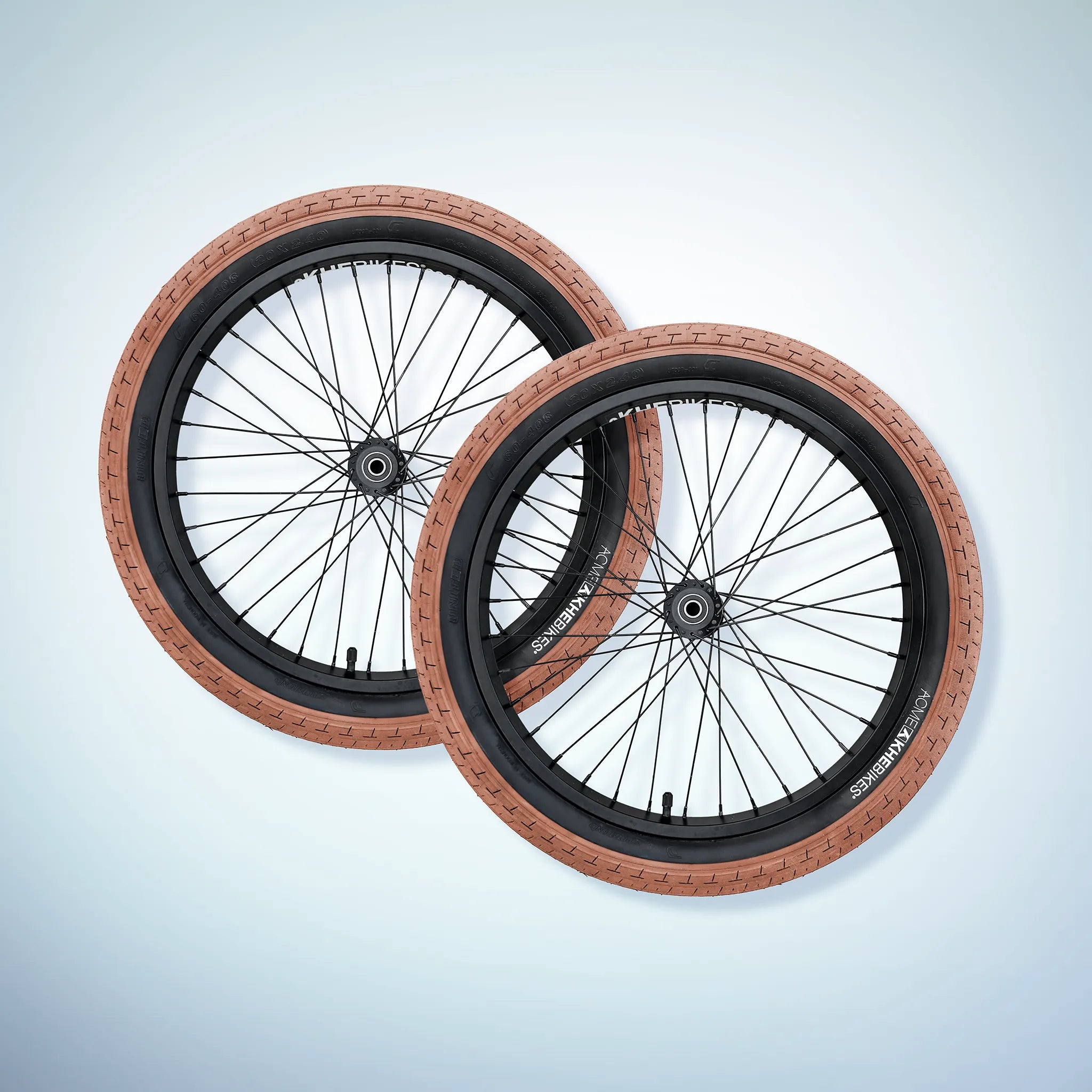 Laufrad in brauen mit 20" KHE Bikes BMX Bereifung für Steckachsmontage 12mm. Einzeln oder paarweise in unserem Berkel-Trailer Shop.